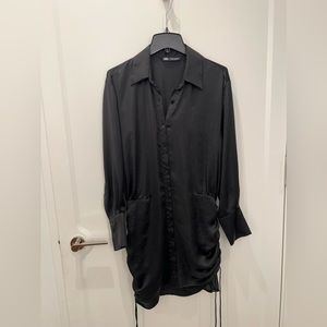 Zara Satin Button-Up Shirt Dress